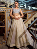 Lovable Cream Organza Crush Pattern Lehenga Heavy Work Choli - Zeel Clothing