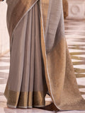 Lovable Grey Zari Weaving Tissue Silk Festival Wear Saree With Blouse - Zeel Clothing