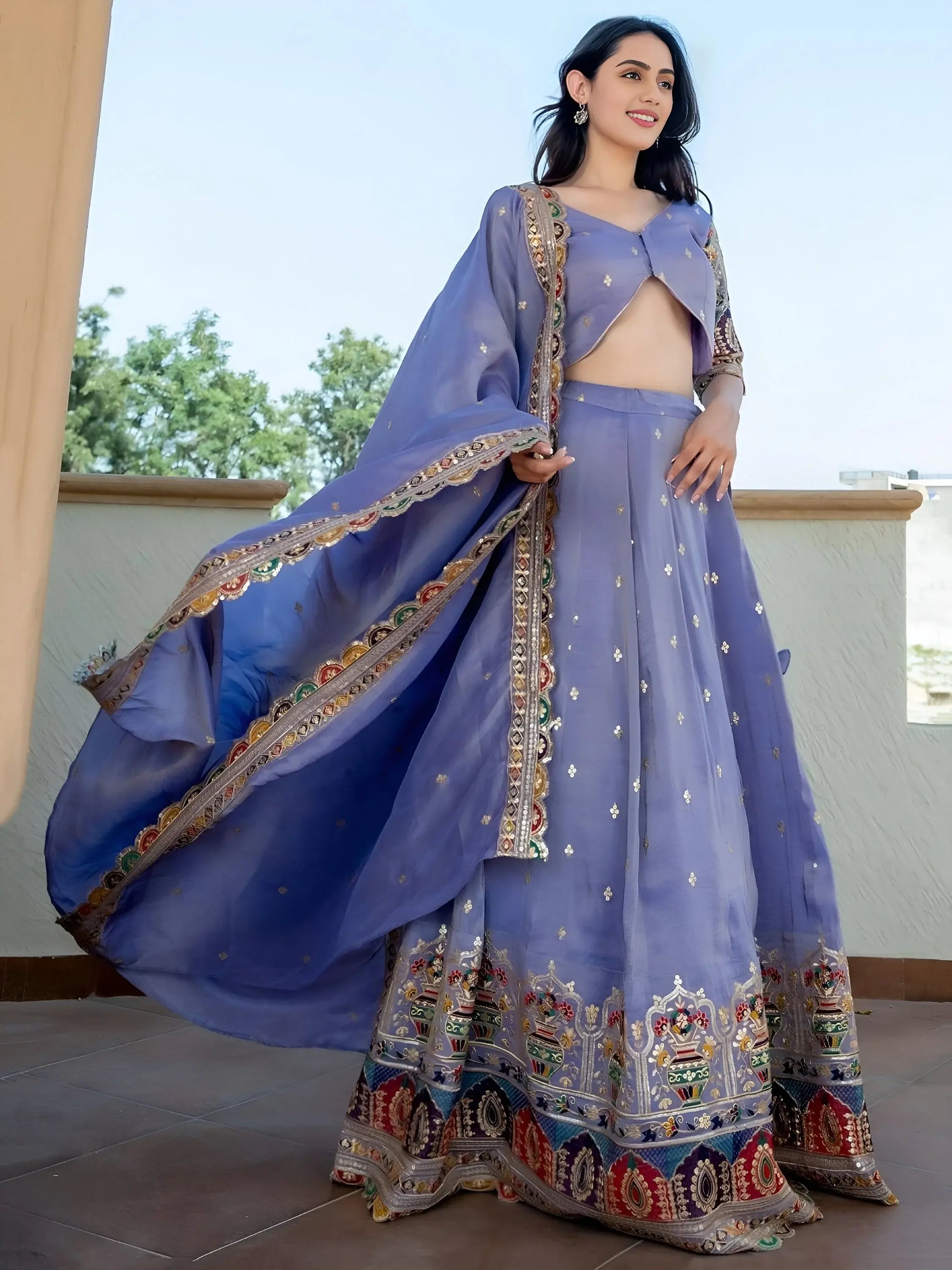 Lovable Lavender Sequins Work Silk Party Wear Lehenga With Blouse - Zeel Clothing