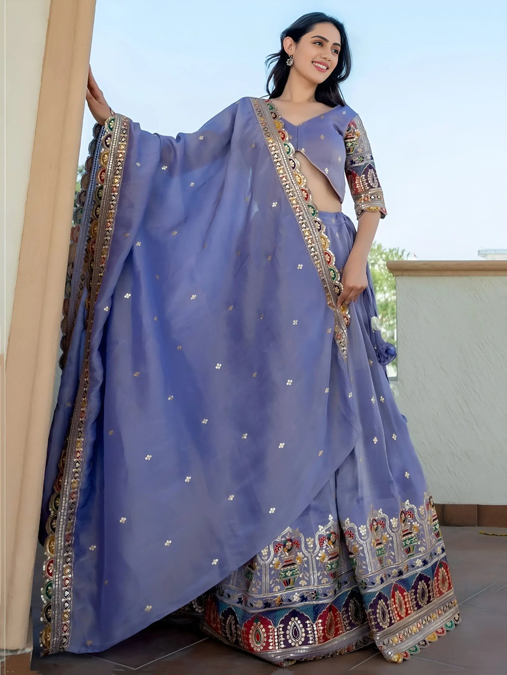 Lovable Lavender Sequins Work Silk Party Wear Lehenga With Blouse - Zeel Clothing