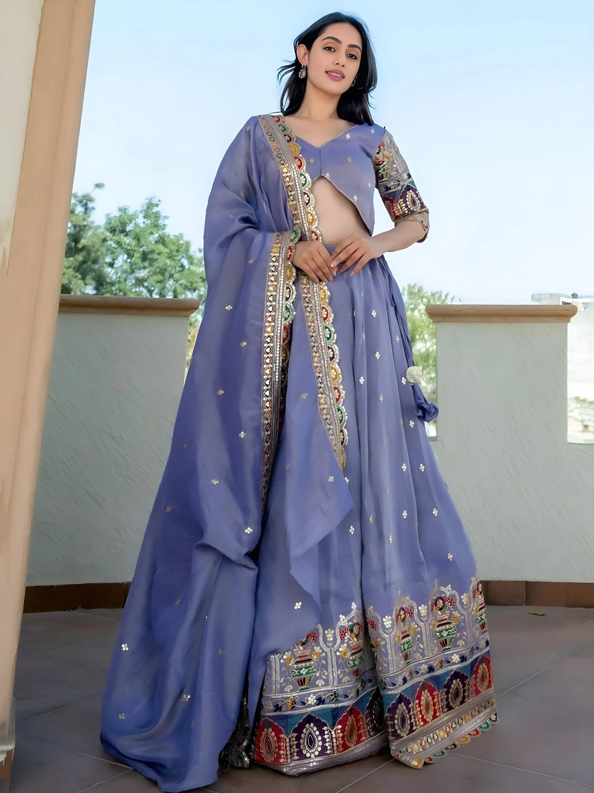 Lovable Lavender Sequins Work Silk Party Wear Lehenga With Blouse - Zeel Clothing
