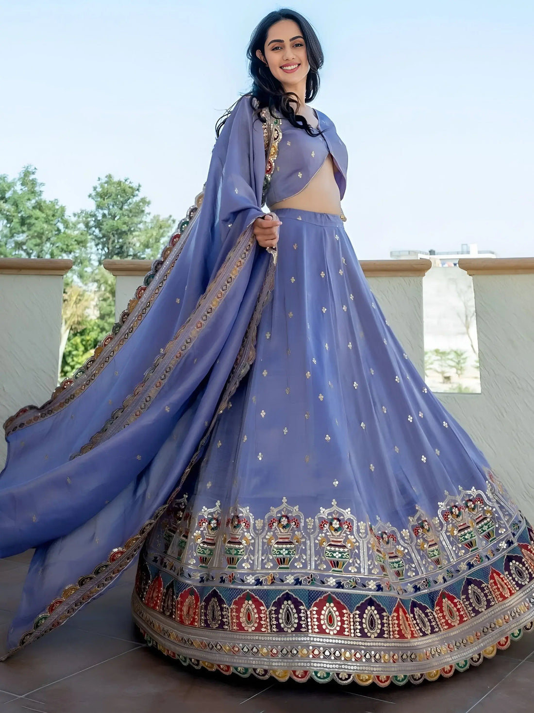 Lovable Lavender Sequins Work Silk Party Wear Lehenga With Blouse - Zeel Clothing