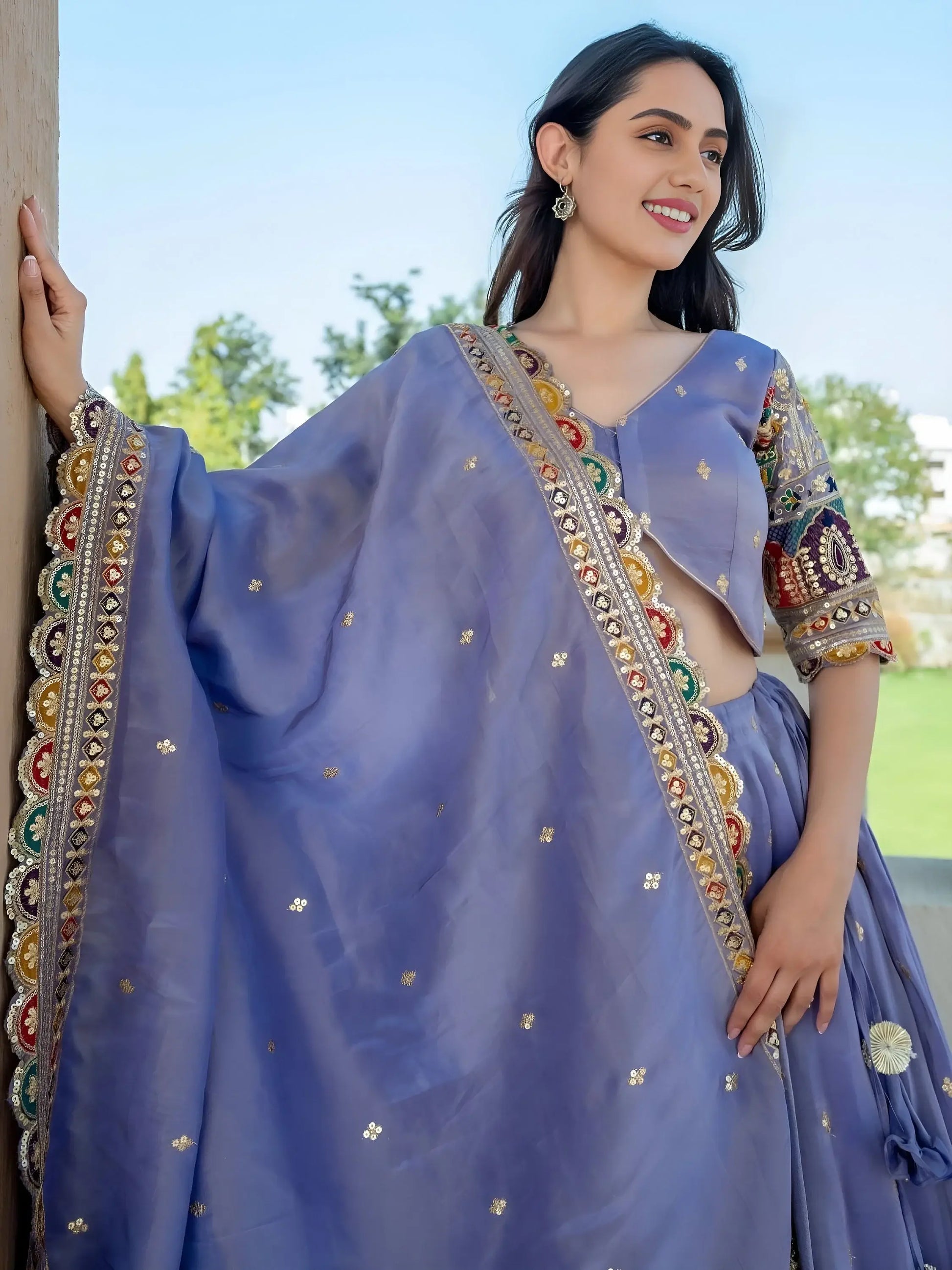 Lovable Lavender Sequins Work Silk Party Wear Lehenga With Blouse - Zeel Clothing