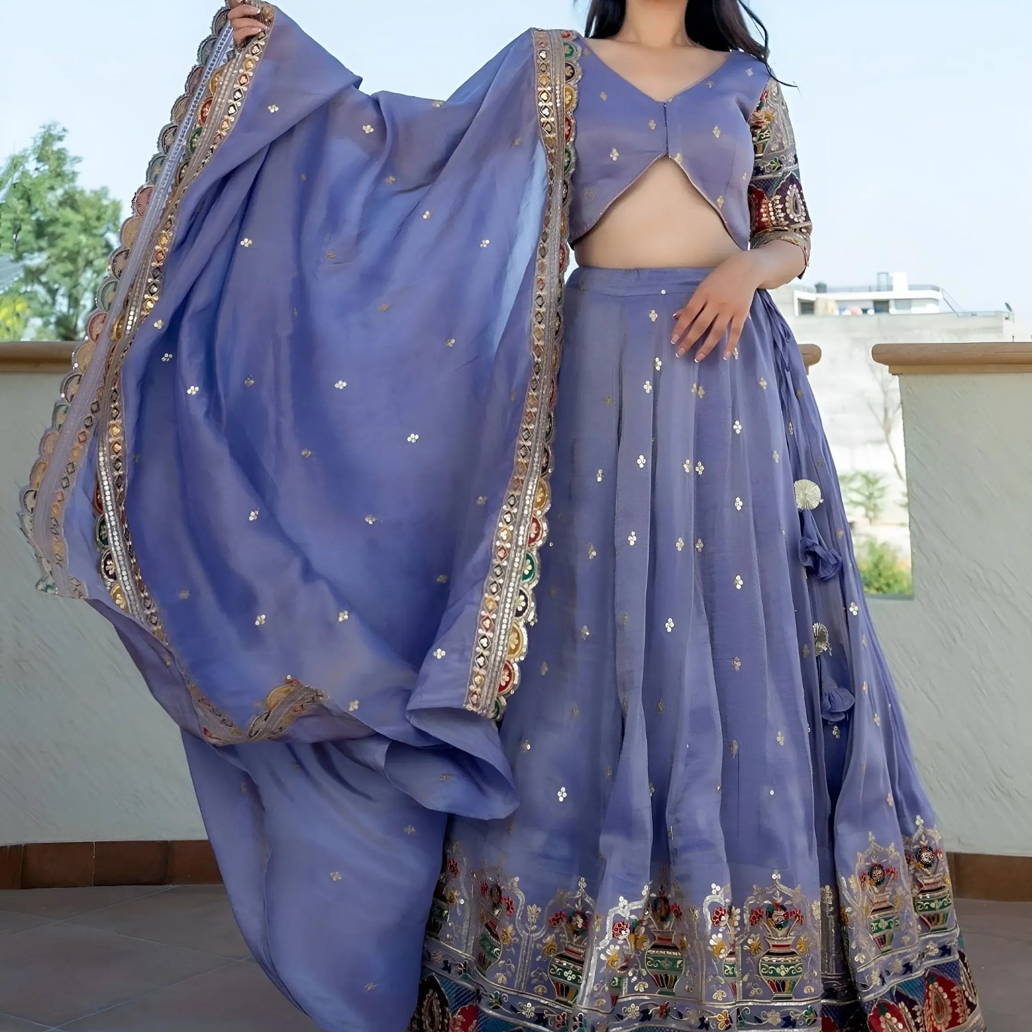 Lovable Lavender Sequins Work Silk Party Wear Lehenga With Blouse - Zeel Clothing
