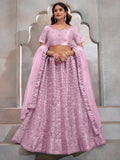 Lovable Lavender Thread Embroidery Net Wedding Lehenga Choli - Zeel Clothing