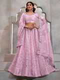 Lovable Lavender Thread Embroidery Net Wedding Lehenga Choli - Zeel Clothing