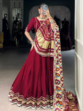 Lovable Maroon Lace Work Georgette Wedding Lehenga With Blouse - Zeel Clothing