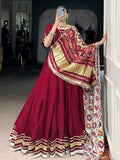 Lovable Maroon Lace Work Georgette Wedding Lehenga With Blouse - Zeel Clothing