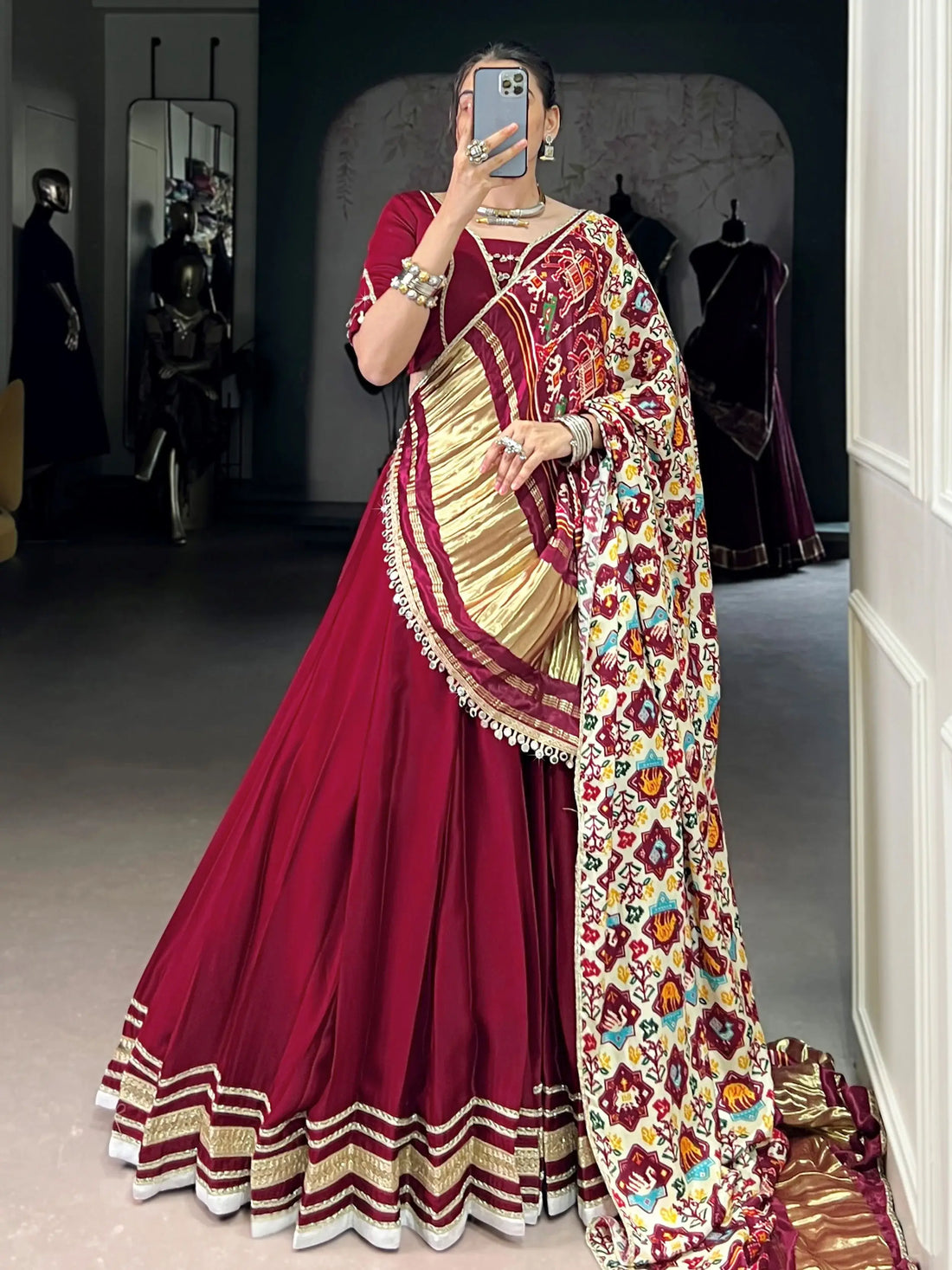 Lovable Maroon Lace Work Georgette Wedding Lehenga With Blouse - Zeel Clothing