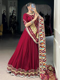 Lovable Maroon Lace Work Georgette Wedding Lehenga With Blouse - Zeel Clothing