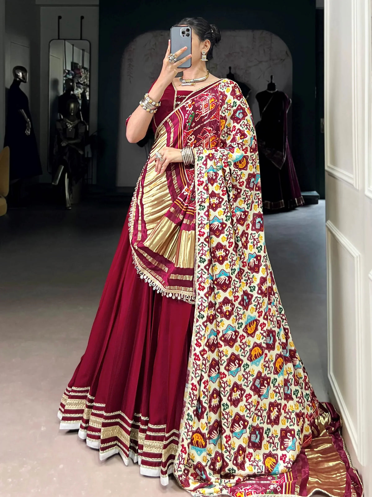 Lovable Maroon Lace Work Georgette Wedding Lehenga With Blouse - Zeel Clothing