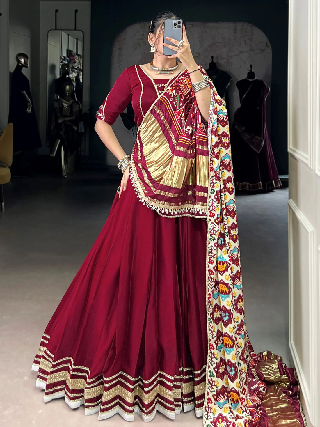 Lovable Maroon Lace Work Georgette Wedding Lehenga With Blouse - Zeel Clothing