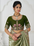 Lovable Mehendi Green Border Work Dola Silk Festival Wear Saree - Zeel Clothing