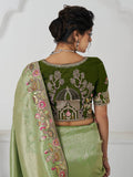Lovable Mehendi Green Border Work Dola Silk Festival Wear Saree - Zeel Clothing