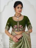 Lovable Mehendi Green Border Work Dola Silk Festival Wear Saree - Zeel Clothing