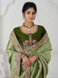 Lovable Mehendi Green Border Work Dola Silk Festival Wear Saree - Zeel Clothing