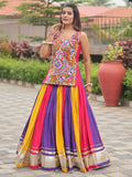 Lovable Multi-Color Cotton Navratri Special Lehenga With Gamthi Work Choli - Zeel Clothing