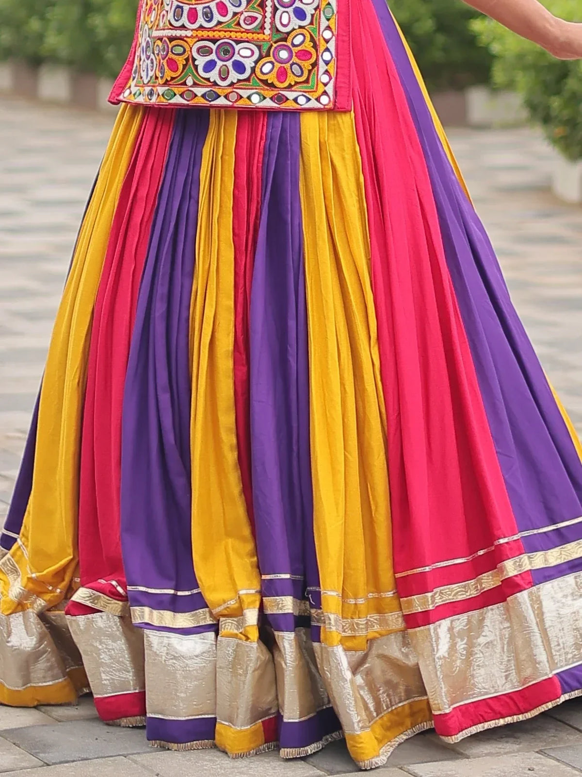 Lovable Multi-Color Cotton Navratri Special Lehenga With Gamthi Work Choli - Zeel Clothing
