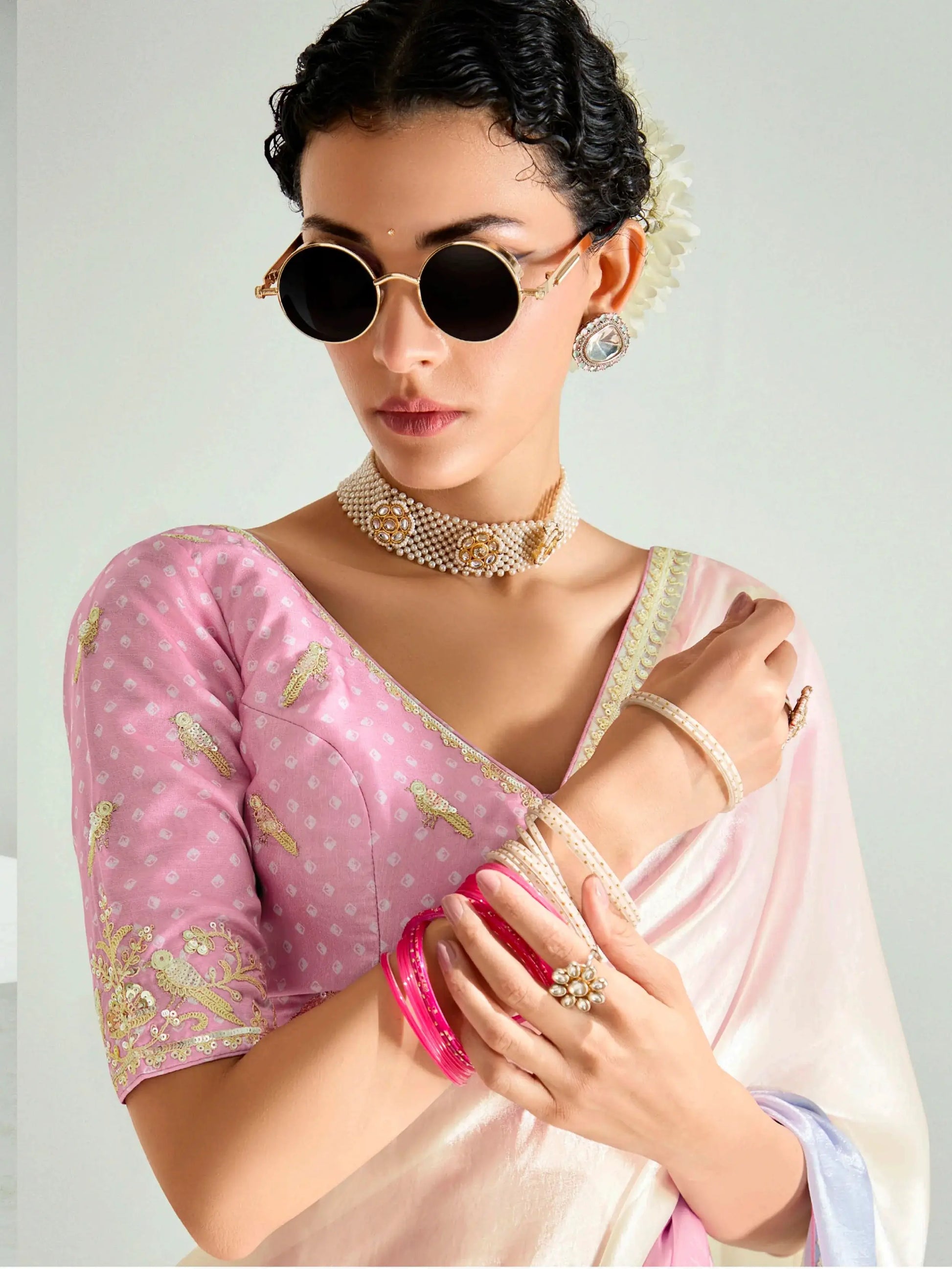 Lovable Multi-Color Embroidery Border Work Organza Engagement Wear Saree - Zeel Clothing