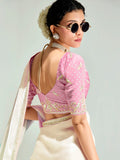 Lovable Multi-Color Embroidery Border Work Organza Engagement Wear Saree - Zeel Clothing