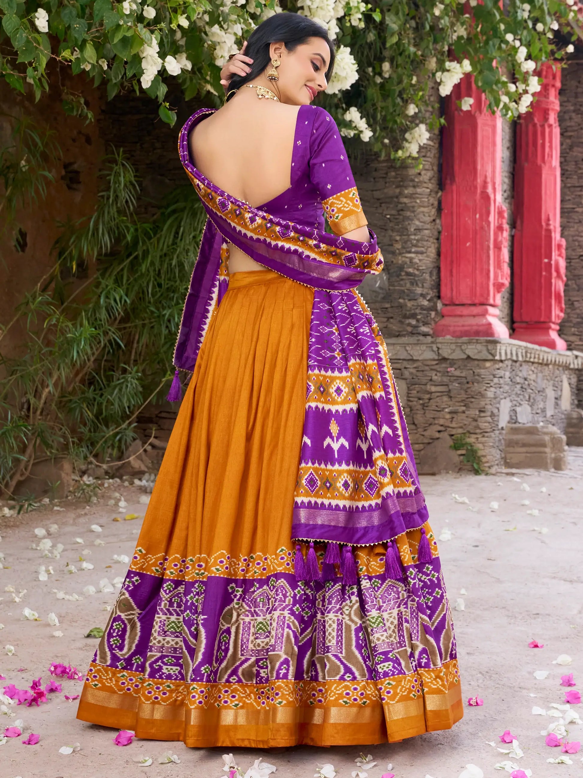 Lovable Mustard Yellow Patola Printed Silk Navratri Wear Lehenga Choli - Zeel Clothing