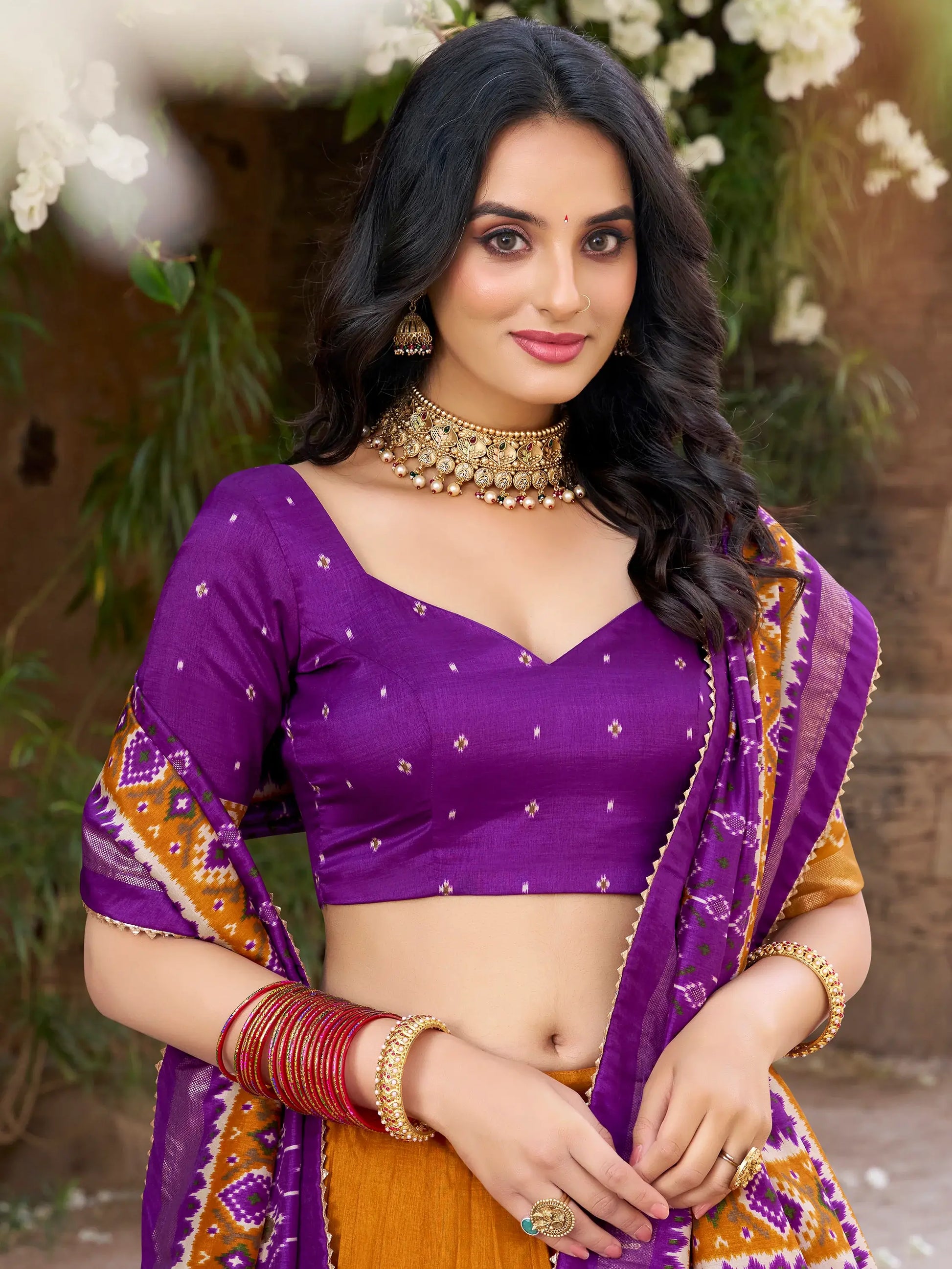 Lovable Mustard Yellow Patola Printed Silk Navratri Wear Lehenga Choli - Zeel Clothing