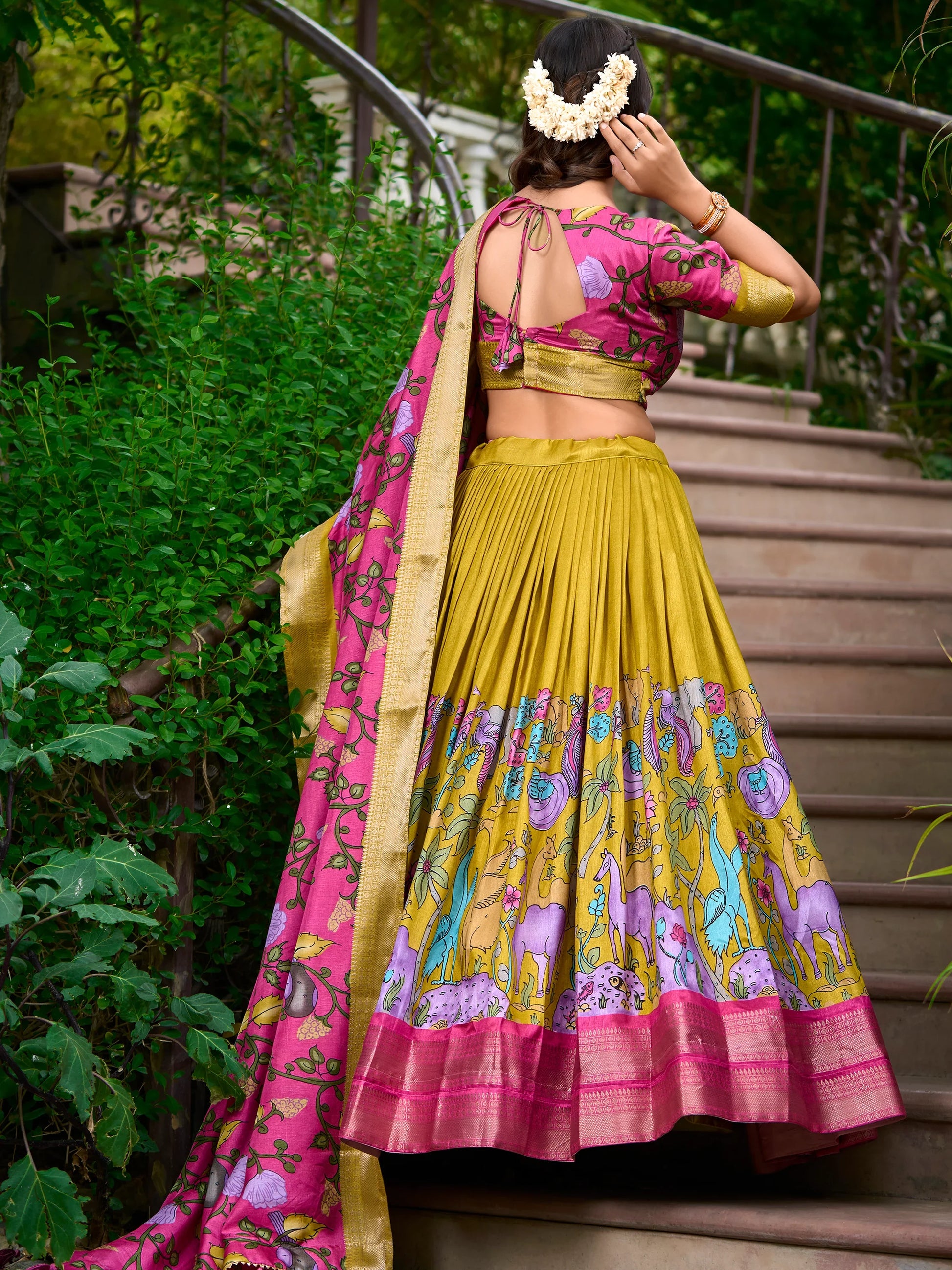 Lovable Mustard Yellow Printed Dola Silk Event Wear Lehenga Choli - Zeel Clothing