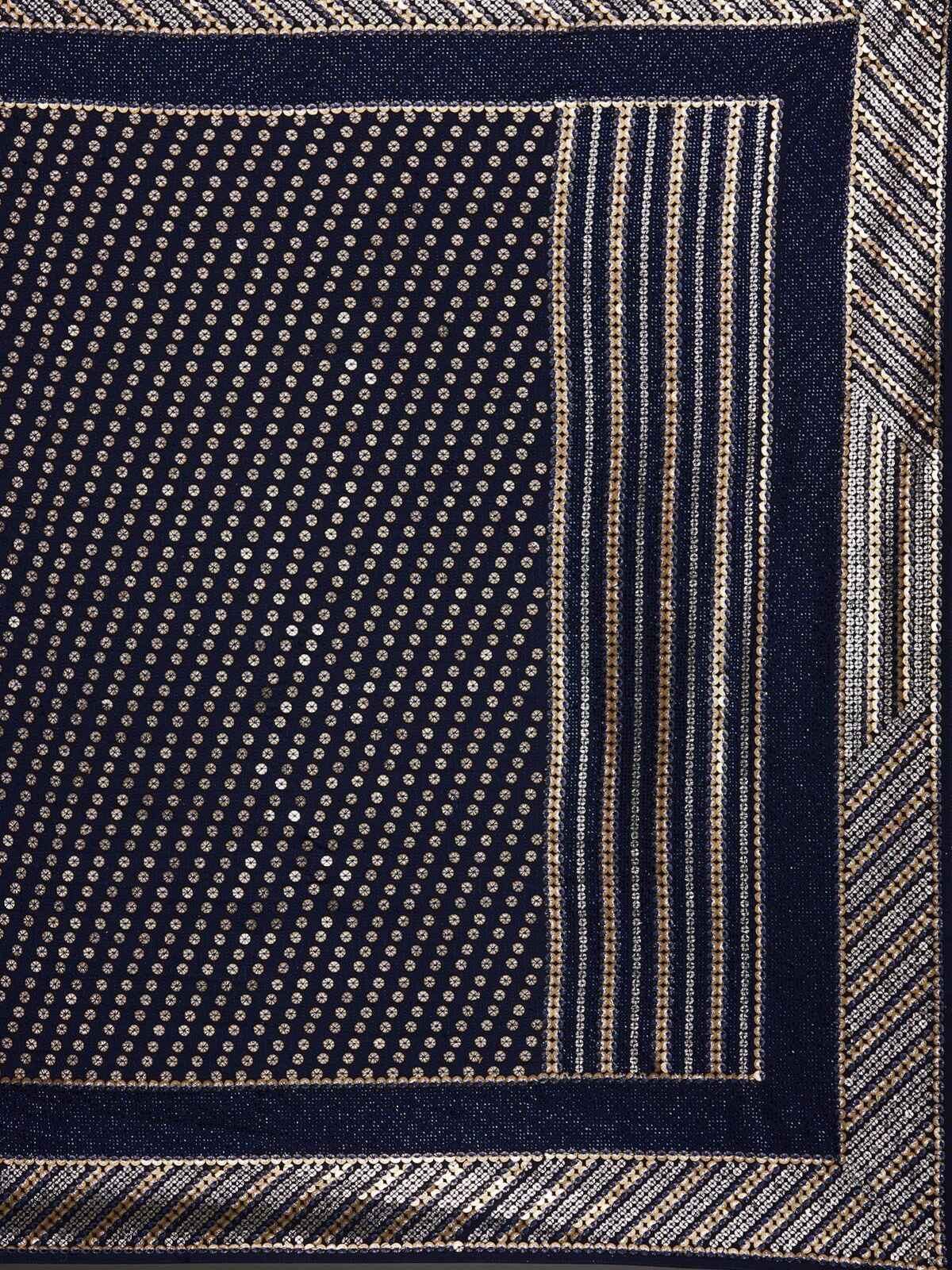 Lovable Navy Blue Sequins Georgette Party Wear Saree With Blouse - Zeel Clothing
