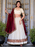 Lovable Off-White Zari Weaving Vichitra Silk Traditional Lehenga Choli - Zeel Clothing