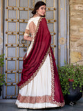 Lovable Off-White Zari Weaving Vichitra Silk Traditional Lehenga Choli - Zeel Clothing
