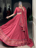 Lovable Pink Gamthi Work Rayon Navratri Special Lehenga Choli With Dupatta - Zeel Clothing