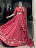 Lovable Pink Gamthi Work Rayon Navratri Special Lehenga Choli With Dupatta - Zeel Clothing
