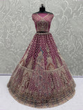 Lovable Pink Multi Thread Work Net Reception Wear Lehenga Choli With Dupatta