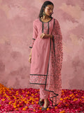 Lovable Pink Thread Work Georgette Casual Wear Pant Suit With Dupatta - Zeel Clothing