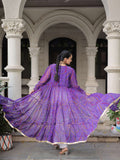 Lovable Purple Kutchi Patch Work Georgette Multi Layer Shrug