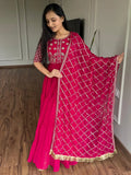 Lovable Rani Pink Embroidered Georgette Festival Wear Gown - Zeel Clothing