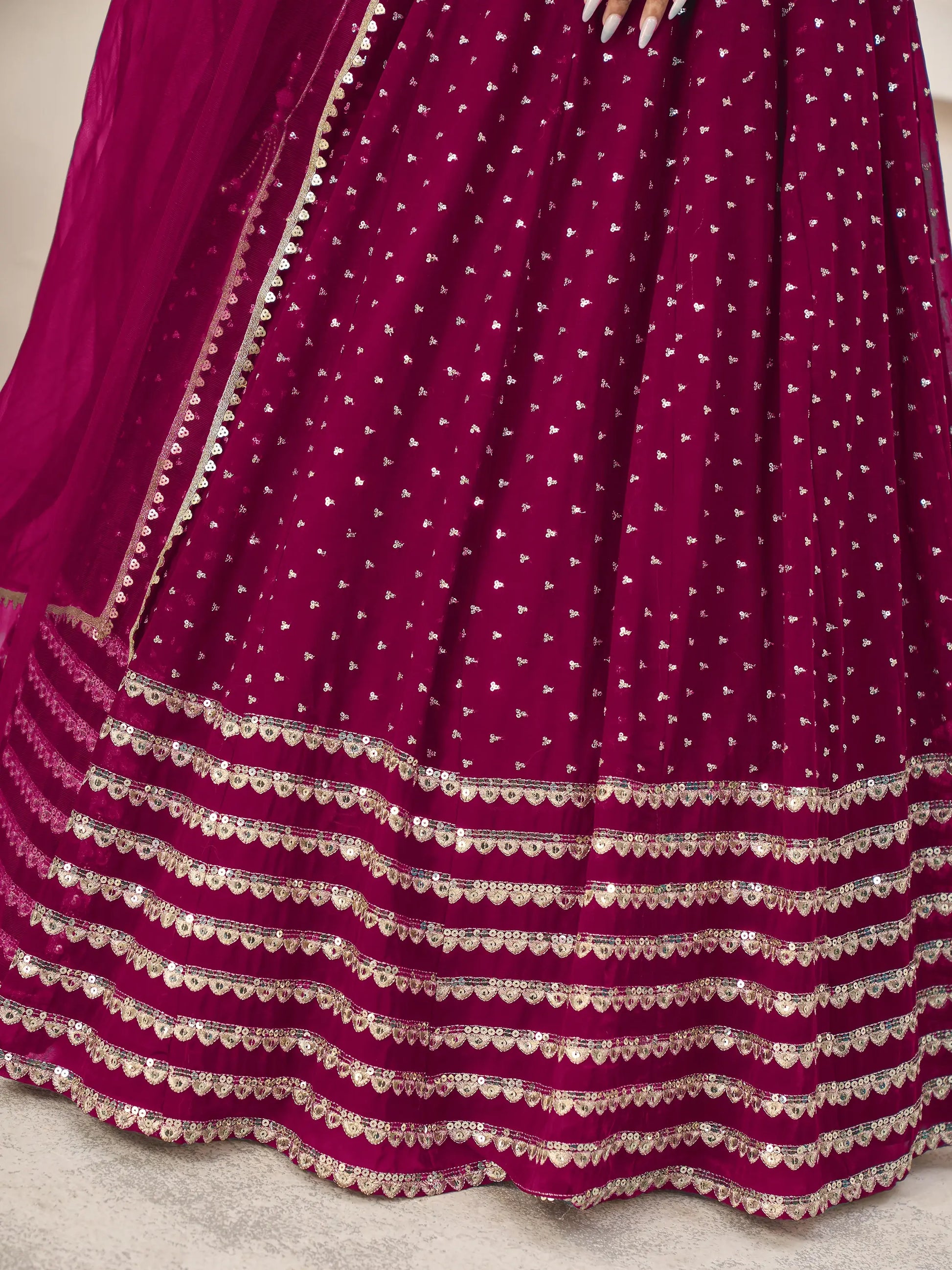 Lovable Rani Pink Sequins Georgette Wedding Wear Lehenga Choli - Zeel Clothing