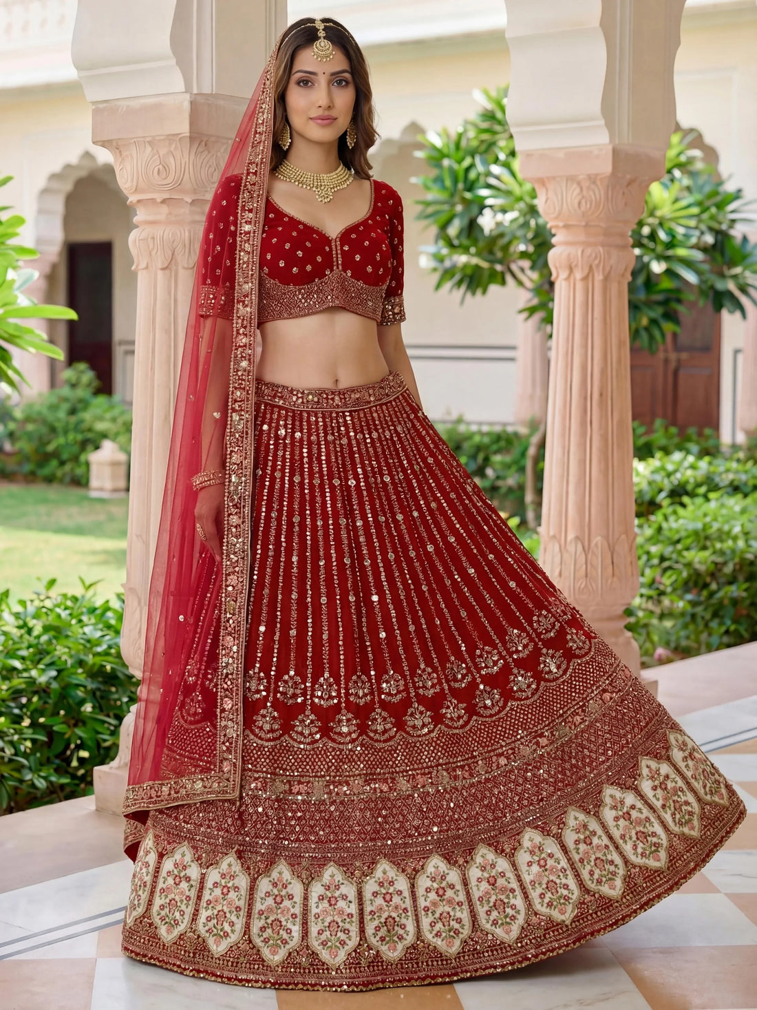 Lovable Red Resham Embroidery Organza Bridal Lehenga Choli With Dupatta