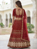 Lovable Red Resham Embroidery Organza Bridal Lehenga Choli With Dupatta
