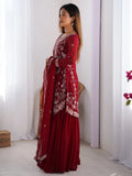Lovable Red Thread Work Georgette Festival Wear Sharara Suit - Zeel Clothing