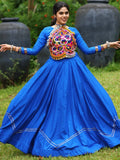 Lovable Royal Blue Rayon Navratri Special Lehenga With Patch Work Blouse - Zeel Clothing