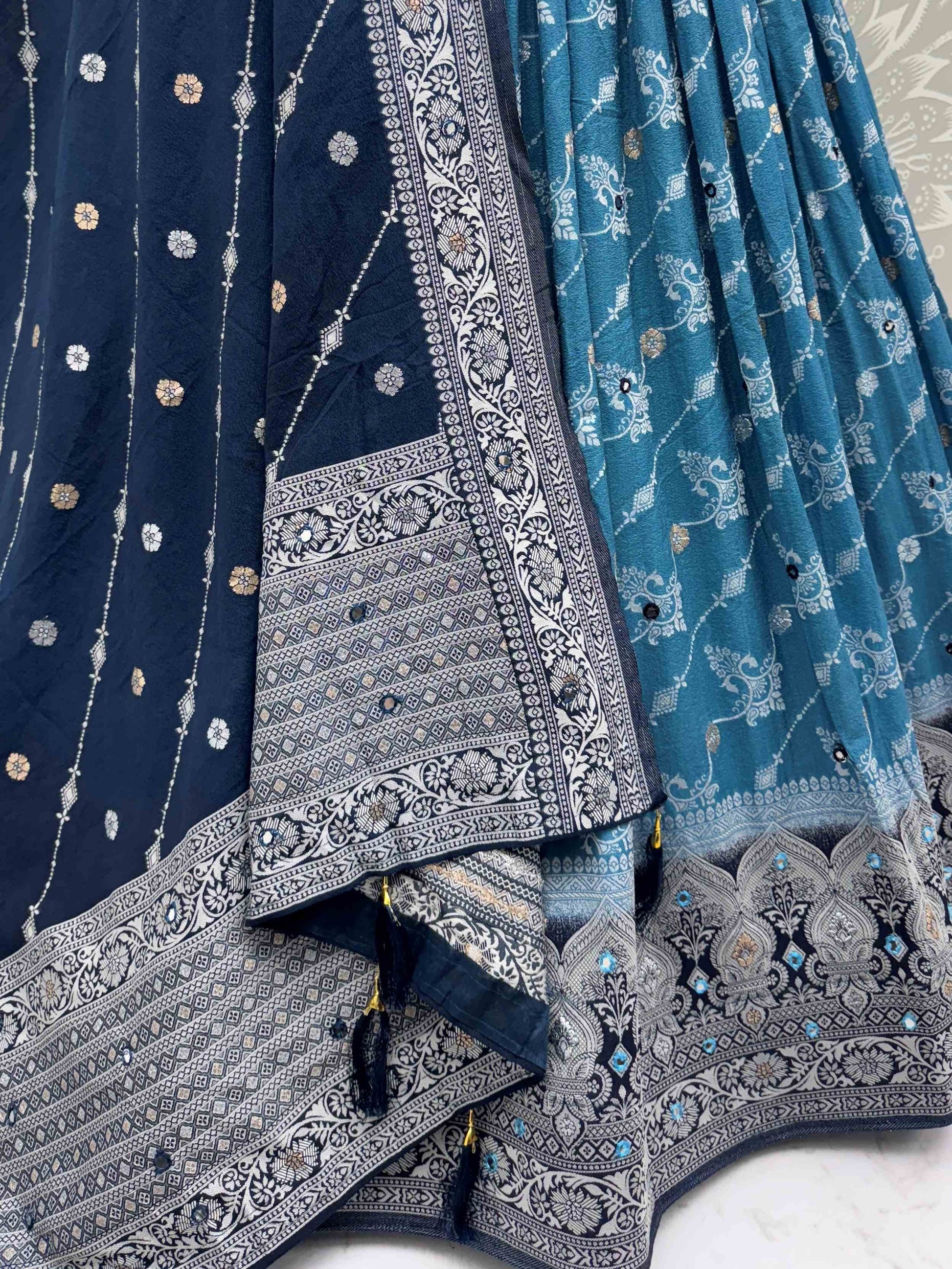 Lovable Sky Blue Zari Weaving Georgette Designer Lehenga Choli With Dupatta