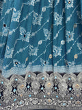 Lovable Sky Blue Zari Weaving Georgette Designer Lehenga Choli With Dupatta