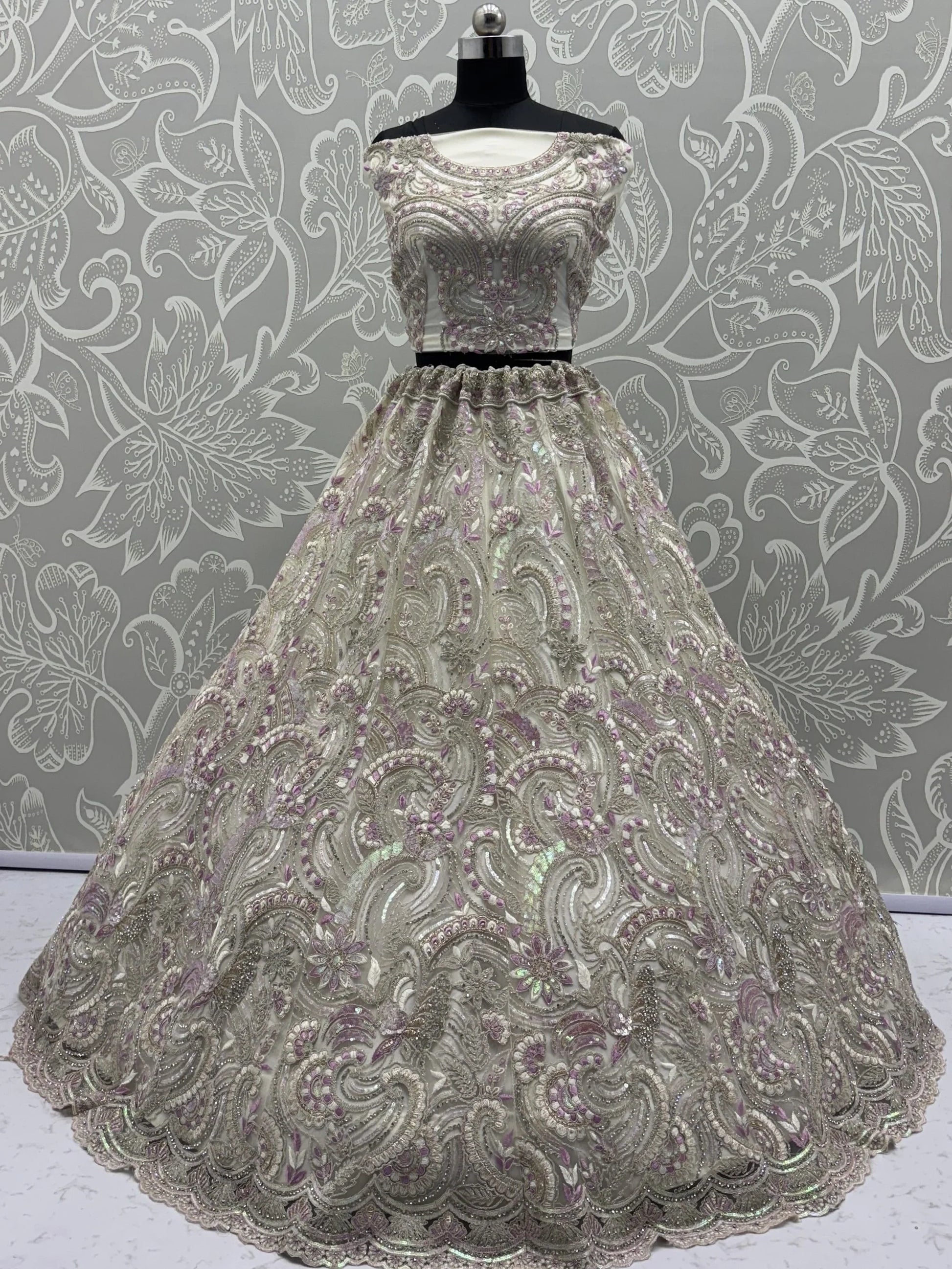 Lovable White Dori Embroidery Net Bridesmaid Lehenga Choli With Dupatta