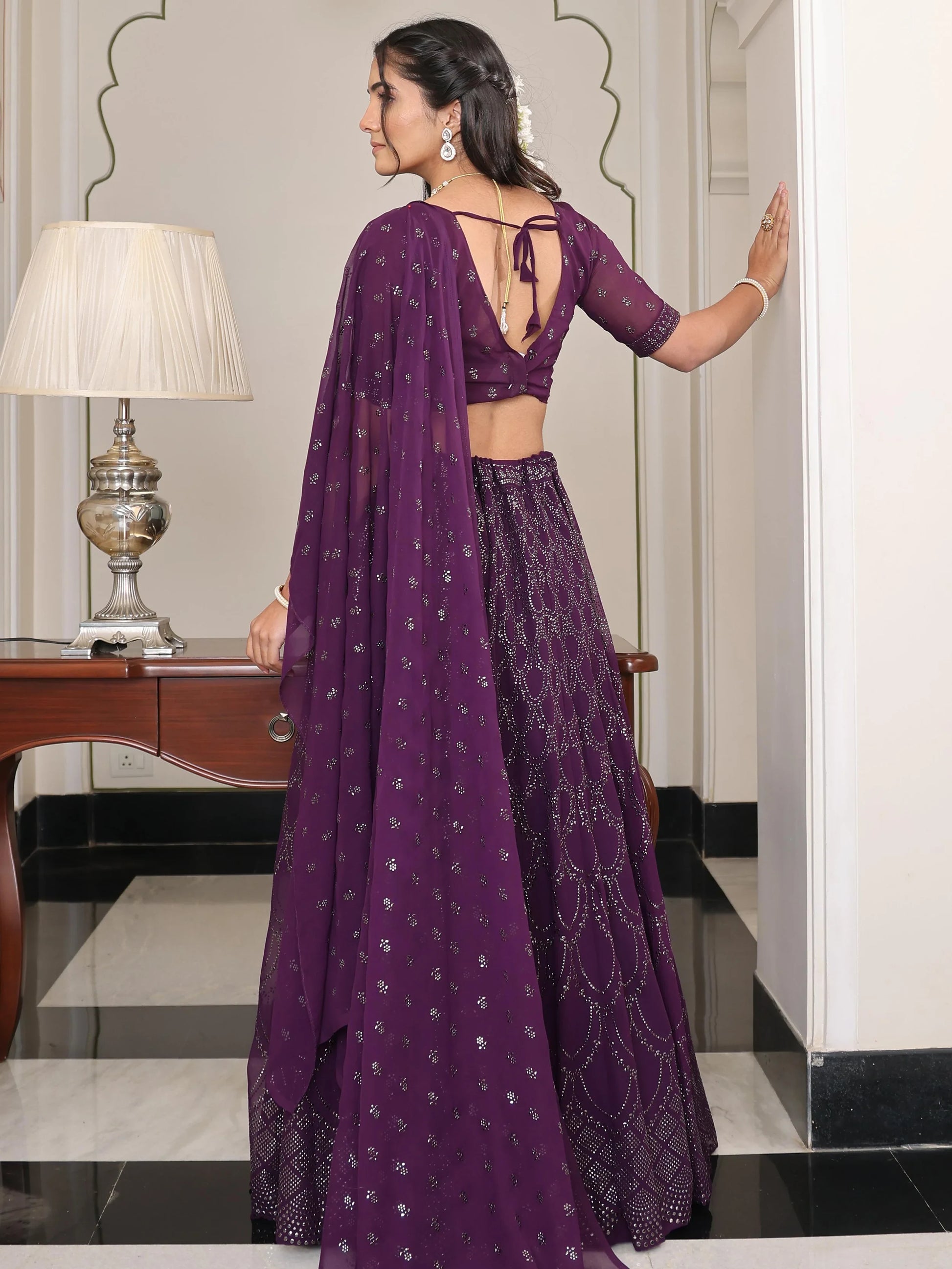 Lovable Wine Embroidered Party Wear Lehenga Choli With Dupatta - Zeel Clothing