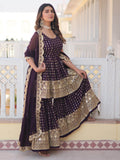 Lovable Wine Sequins Georgette Wedding Wear Sharara Suit - Zeel Clothing