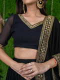 Lovely Black Embroidered Work Georgette Lehenga Choli - Zeel Clothing