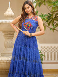 Lovely Blue Bandhani Print Georgette Navratri Special Gown - Zeel Clothing