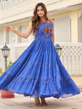 Lovely Blue Bandhani Print Georgette Navratri Special Gown - Zeel Clothing