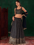 Lovely Blue Sequins Georgette Party Wear Lehenga Choli With Dupatta